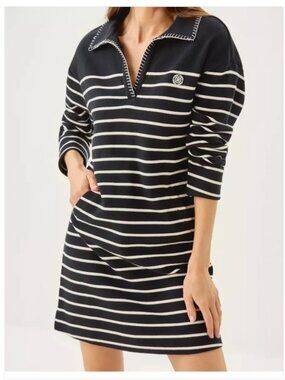 NWT Lilly Pulitzer Corvaya Terry Dress Noir Legacy Stripe Black White Size M